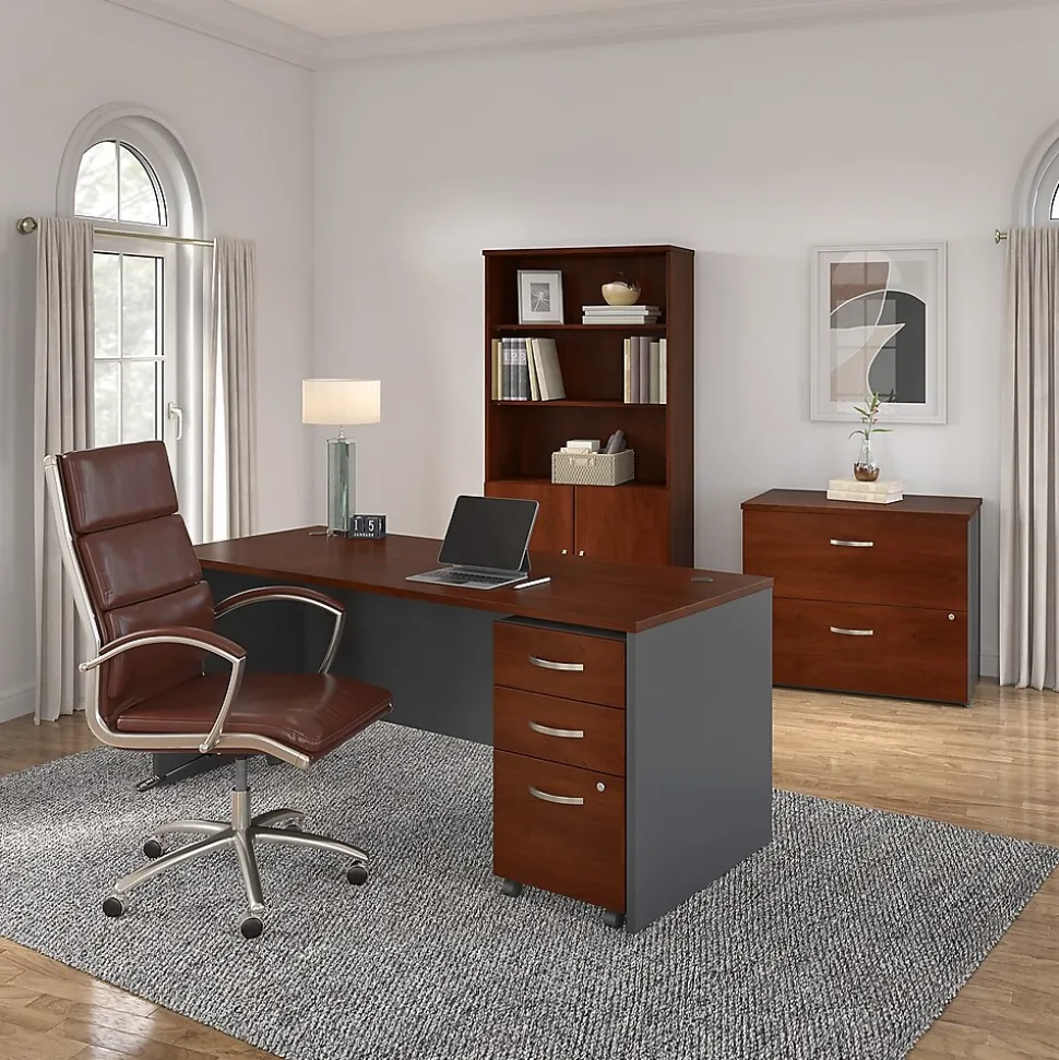 Bush Business Furniture Westfield 72"W Office Desk, Hansen Cherry/Graphite Gray (WC24436)