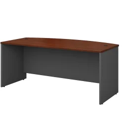 Bush Business Furniture Westfield 72"W Bow Front Desk, Hansen Cherry/Graphite Gray (WC24446)