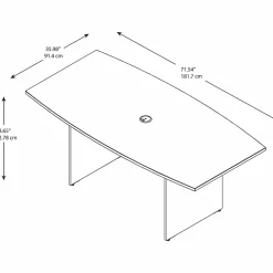 Bush Business Furniture 72W x 36D Boat Shaped Conference Table with Wood Base, Mocha Cherry (99TB7236MR)