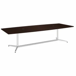 Bush Business Furniture 120W x 48D Boat Shaped Conference Table with Metal Base, Mocha Cherry/Silver (99TBM120MRSVK)