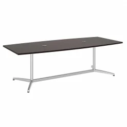 Bush Business Furniture 96W x 42D Boat Shaped Conference Table with Metal Base, Mocha Cherry/Silver (99TBM96MRSVK)