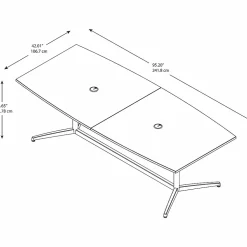Bush Business Furniture 96W x 42D Boat Shaped Conference Table with Metal Base, Mocha Cherry/Silver (99TBM96MRSVK)