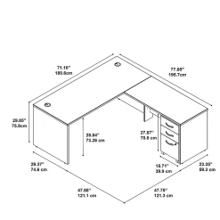 Bush Business Furniture Westfield 72W L Shaped Desk with 48W Return and Mobile File Cabinet, Mahogany (SRC001MASU)