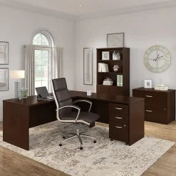 Bush Business Furniture Westfield 72W L Shaped Desk with 48W Return and Mobile File Cabinet, Mocha Cherry (SRC001MRSU)