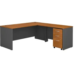 Bush Business Furniture Westfield 72W L Shaped Desk with 48W Return and Mobile File Cabinet, Natural Cherry (SRC001NCSU)