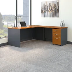 Bush Business Furniture Westfield 72W L Shaped Desk with 48W Return and Mobile File Cabinet, Natural Cherry (SRC001NCSU)