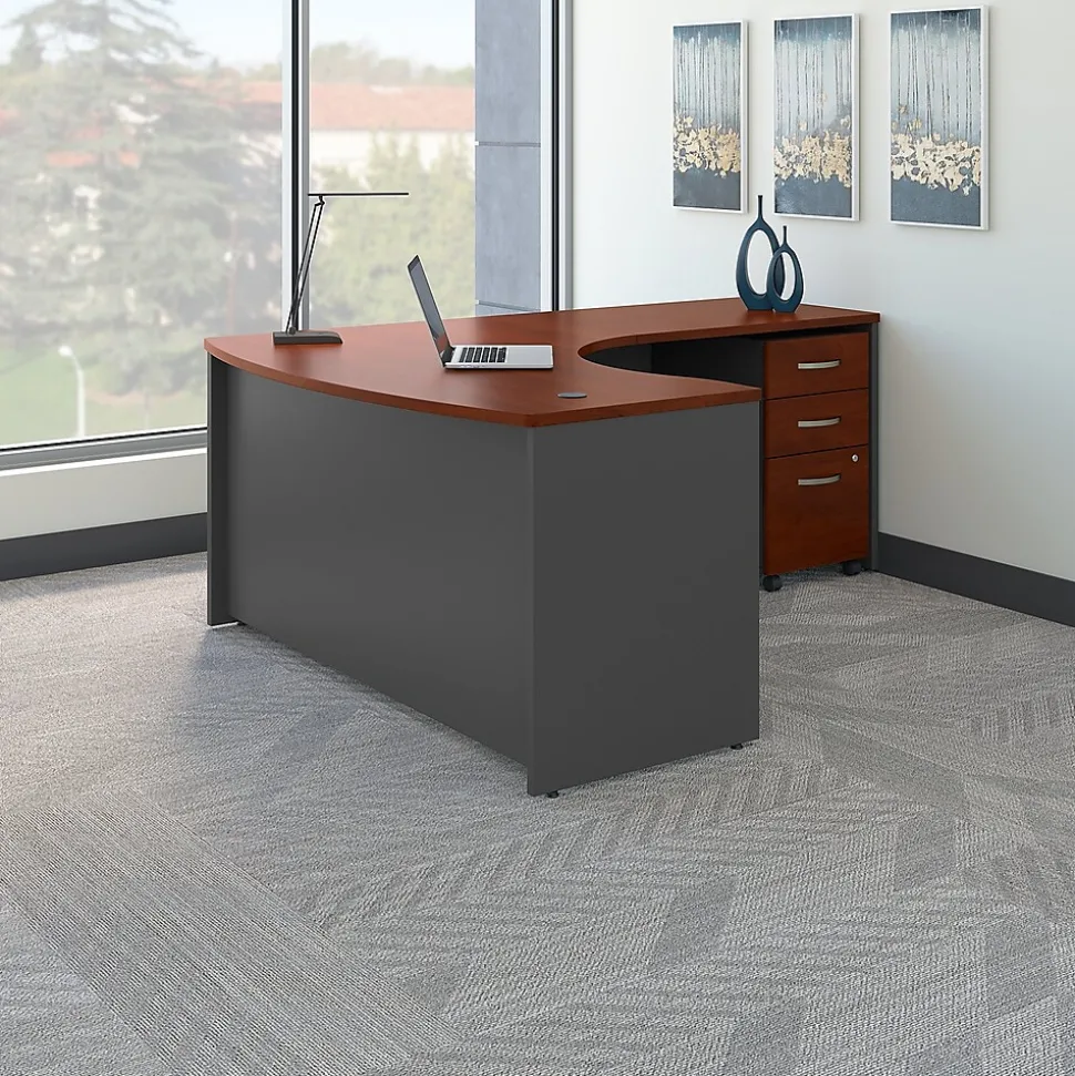 Bush Business Furniture Westfield Right Handed L Shaped Desk with Mobile File Cabinet, Hansen Cherry (SRC007HCRSU)