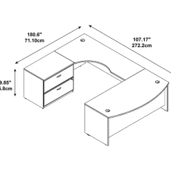 Bush Business Furniture Westfield Bow Front Left Handed U Shaped Desk with Lateral File Cabinet, Hansen Cherry (SRC019HCLSU)