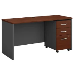 Bush Business Furniture Westfield 60W x 24D Office Desk with Mobile File Cabinet, Hansen Cherry (SRC025HCSU)