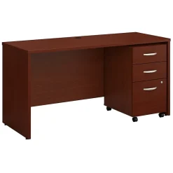 Bush Business Furniture Westfield 60W x 24D Office Desk with Mobile File Cabinet, Mahogany (SRC025MASU)