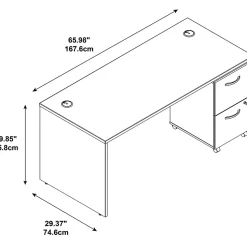Bush Business Furniture Westfield Desk w/ 2 Drawer Mobile Pedestal, Hansen Cherry (SRC028HCSU)