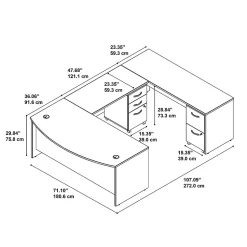 Bush Business Furniture Westfield 72W x 36D Bow Front U Shaped Desk w/ Mobile File Cabinets, Hansen Cherry (SRC043HCSU)