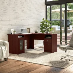 Bush Furniture Cabot L Shaped Desk, Harvest Cherry (WC31430K)