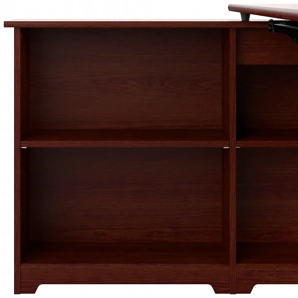 Bush Furniture Cabot 52"W 3 Position Sit to Stand Corner Bookshelf Desk, Harvest Cherry (WC31416)