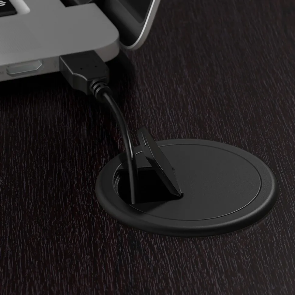 Bush Furniture Cabot 60"W Computer Desk with Hutch, Espresso Oak (CAB042EPO)