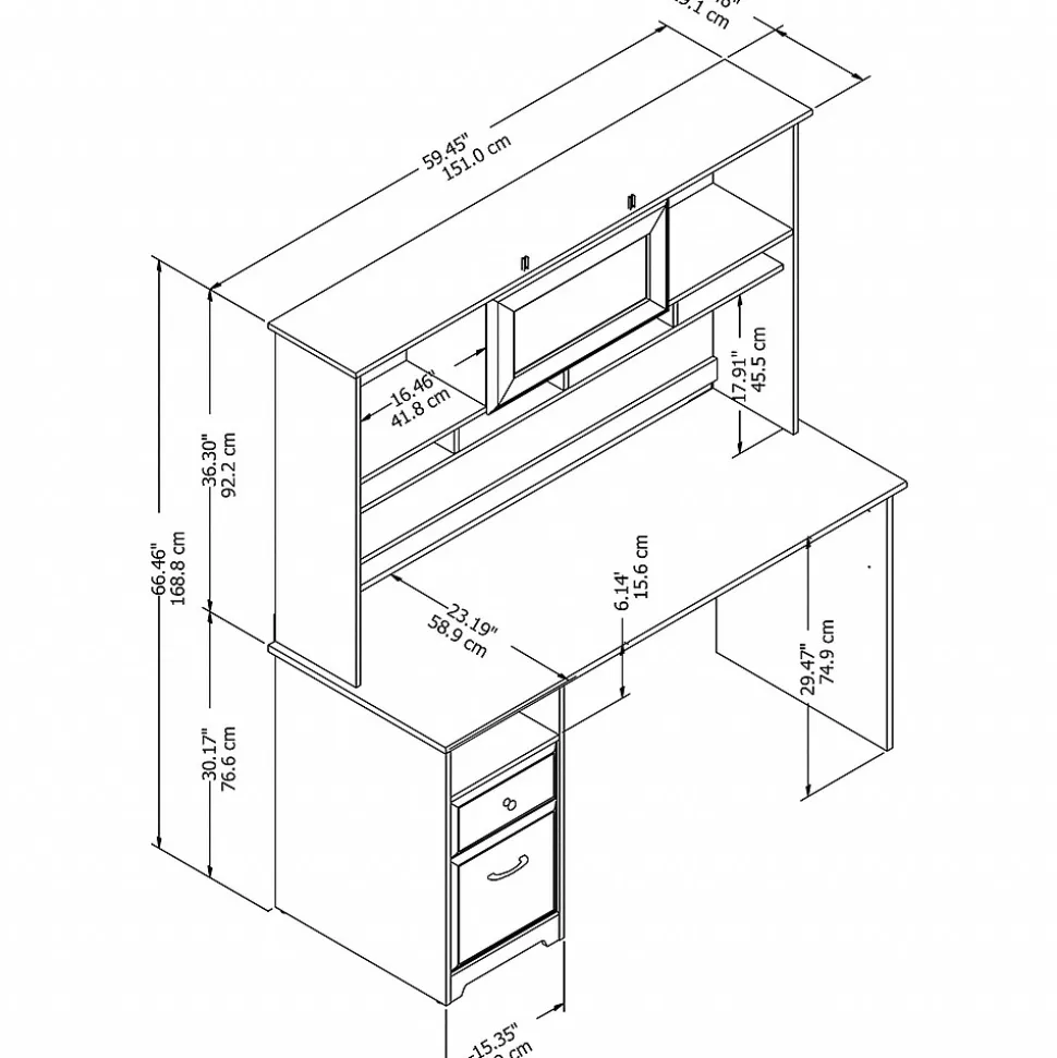 Bush Furniture Cabot 60"W Computer Desk with Hutch, Espresso Oak (CAB042EPO)