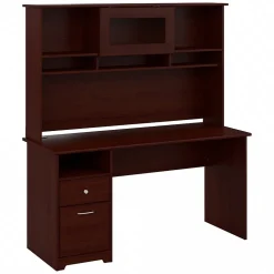 Bush Furniture Cabot 60"W Computer Desk with Hutch, Harvest Cherry (CAB042HVC)
