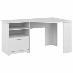Bush Furniture Cabot 60"W Corner Desk with Storage, White (WC31915K)