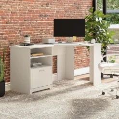 Bush Furniture Cabot 60"W Corner Desk with Storage, White (WC31915K)