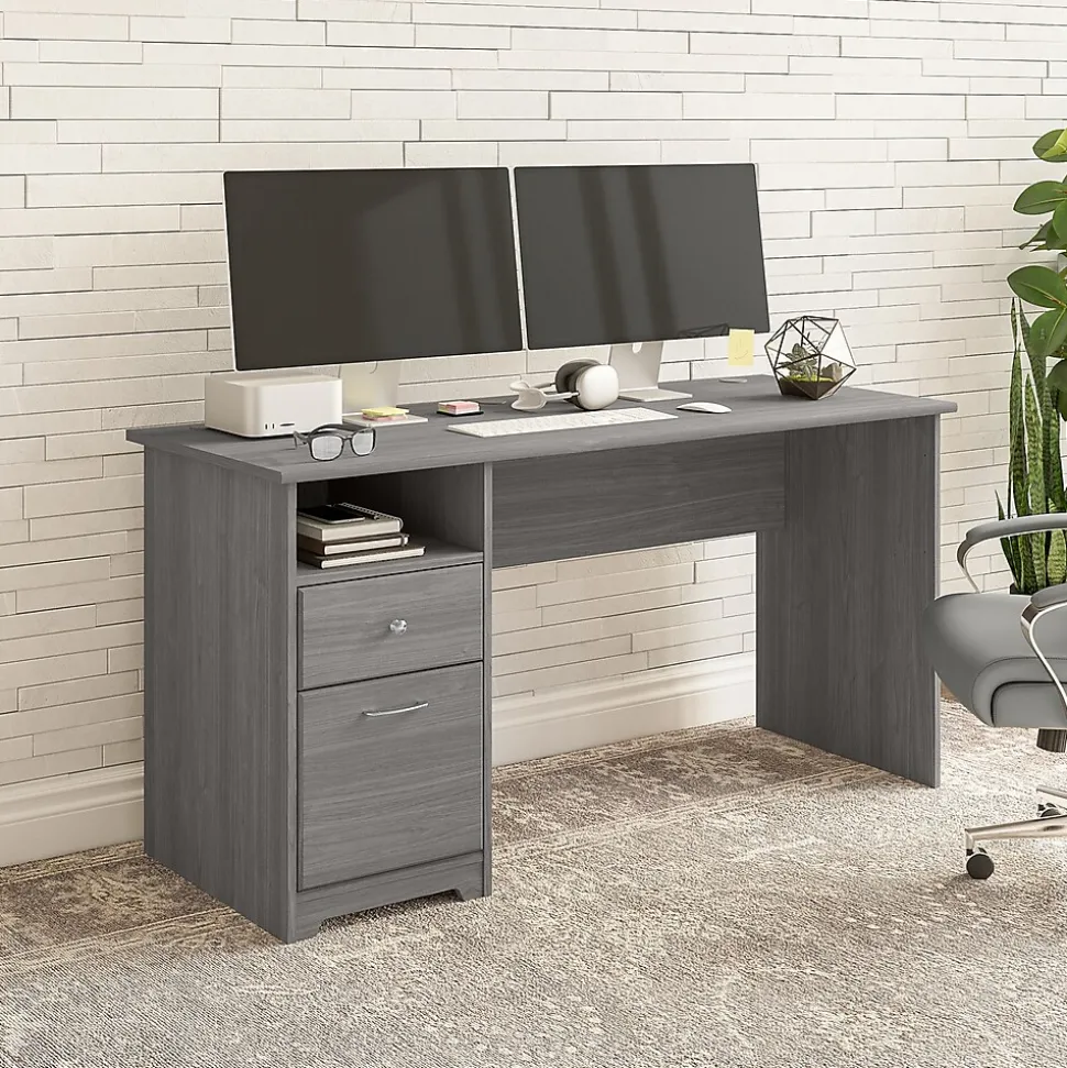 Bush Furniture Cabot 60"W Computer Desk with Drawers, Modern Gray (WC31360)