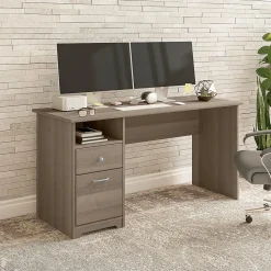 Bush Furniture Cabot 60"W Computer Desk with Drawers, Ash Gray (WC31260)