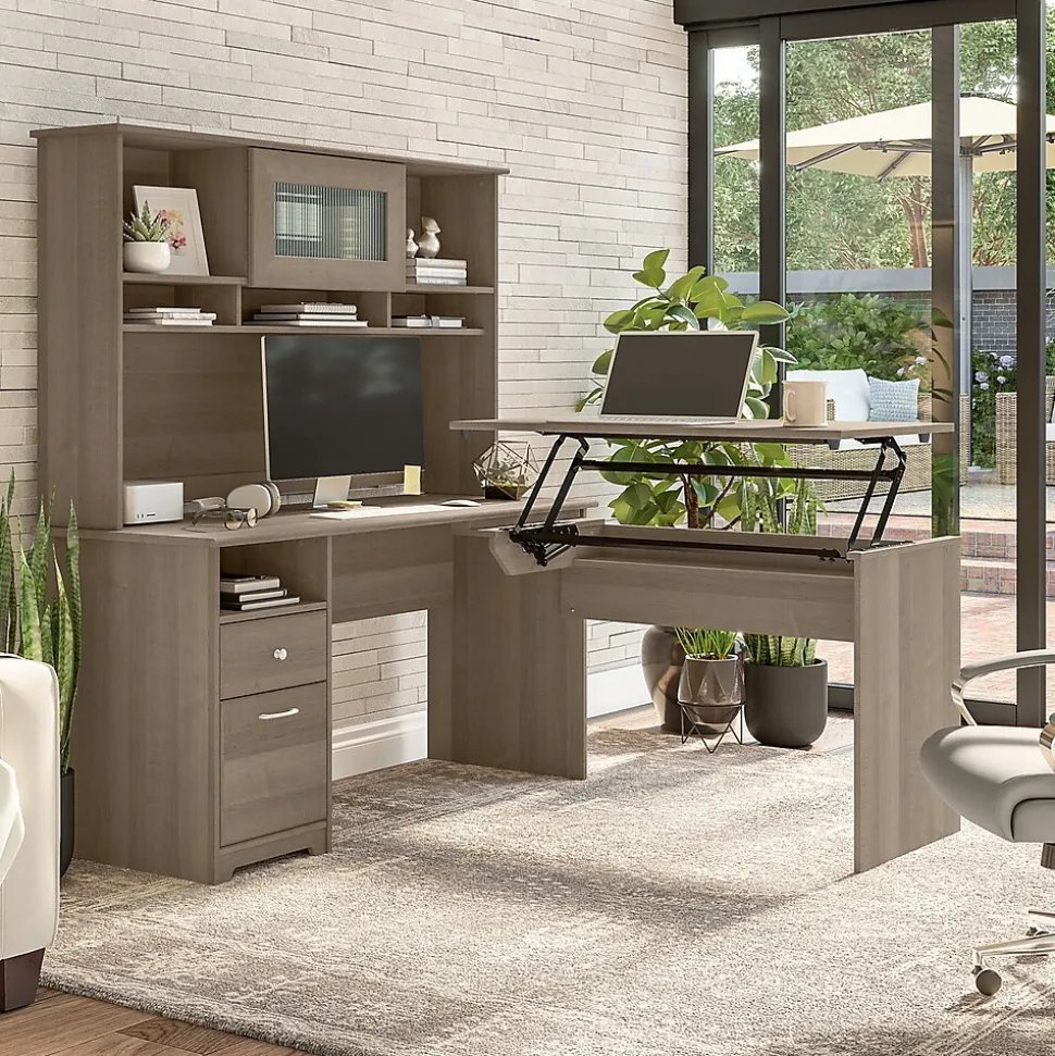 Bush Furniture Cabot 60"W Computer Desk with Drawers, Ash Gray (WC31260)