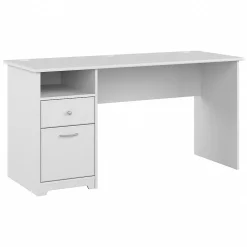 Bush Furniture Cabot 60"W Computer Desk with Drawers, White (WC31960)
