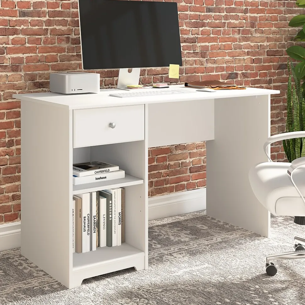 Bush Furniture Cabot 48"W Computer Desk with Storage, White (WC31947)