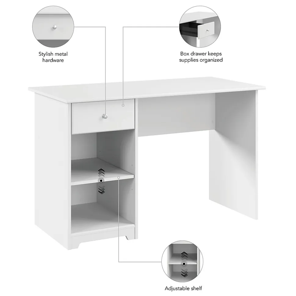 Bush Furniture Cabot 48"W Computer Desk with Storage, White (WC31947)