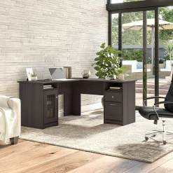 Bush Furniture Cabot 60"W L Shaped Desk, Heather Gray (WC31730-03K)