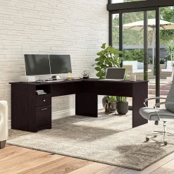 Bush Furniture Cabot 72"W L Shaped Computer Desk with Drawers, Espresso Oak (CAB051EPO)
