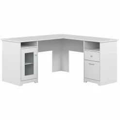 Bush Furniture Cabot 60"W L Shaped Computer Desk with Storage, White (WC31930K)