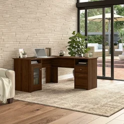 Bush Furniture Cabot 60"W L Shaped Computer Desk, Modern Walnut (WC31030-03K)