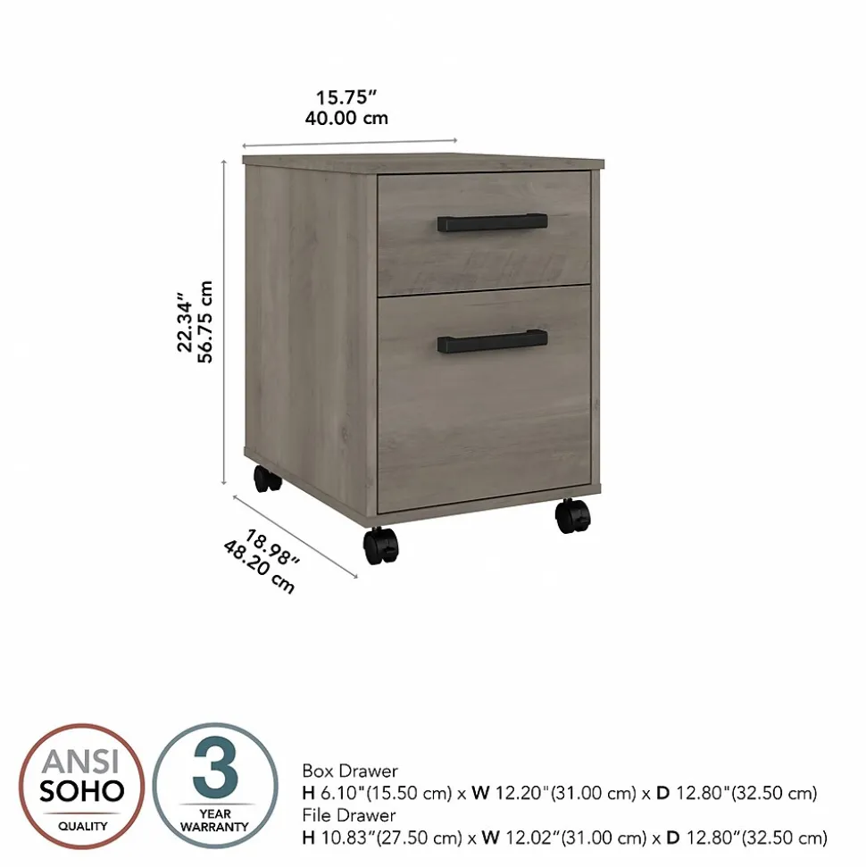 Bush Furniture City Park 2 Drawer Mobile File Cabinet, Driftwood Gray (CPF116DG-03)