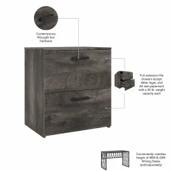 Bush Furniture City Park 2 Drawer Lateral File Cabinet, Dark Gray Hickory (CPF127GH-03)