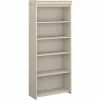 Bush Furniture Fairview Collection 69"H 5-Shelf Bookcase with Adjustable Shelves, Antique White Laminated Wood (WC53265-03)