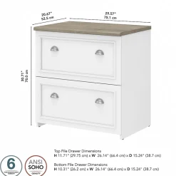 Bush Furniture Fairview 2-Drawer Lateral File Cabinet, Letter/Legal, Shiplap Gray/Pure White, 29.57