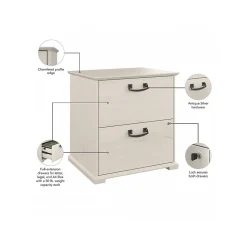 Bush Furniture Homestead 2-Drawer Lateral File Cabinet, Letter/Legal Size, Lockable, Linen White Oak (HOF129LW-03)