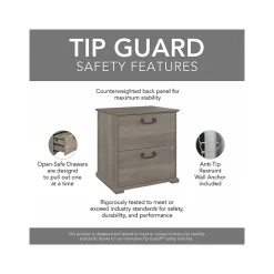 Bush Furniture Homestead 2-Drawer Lateral File Cabinet, Letter/Legal Size, Lockable, Driftwood Gray (HOF129DG-03)