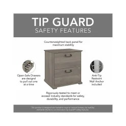 Bush Furniture Homestead 2-Drawer Lateral File Cabinet, Letter/Legal Size, Lockable, Driftwood Gray (HOF129DG-Z)