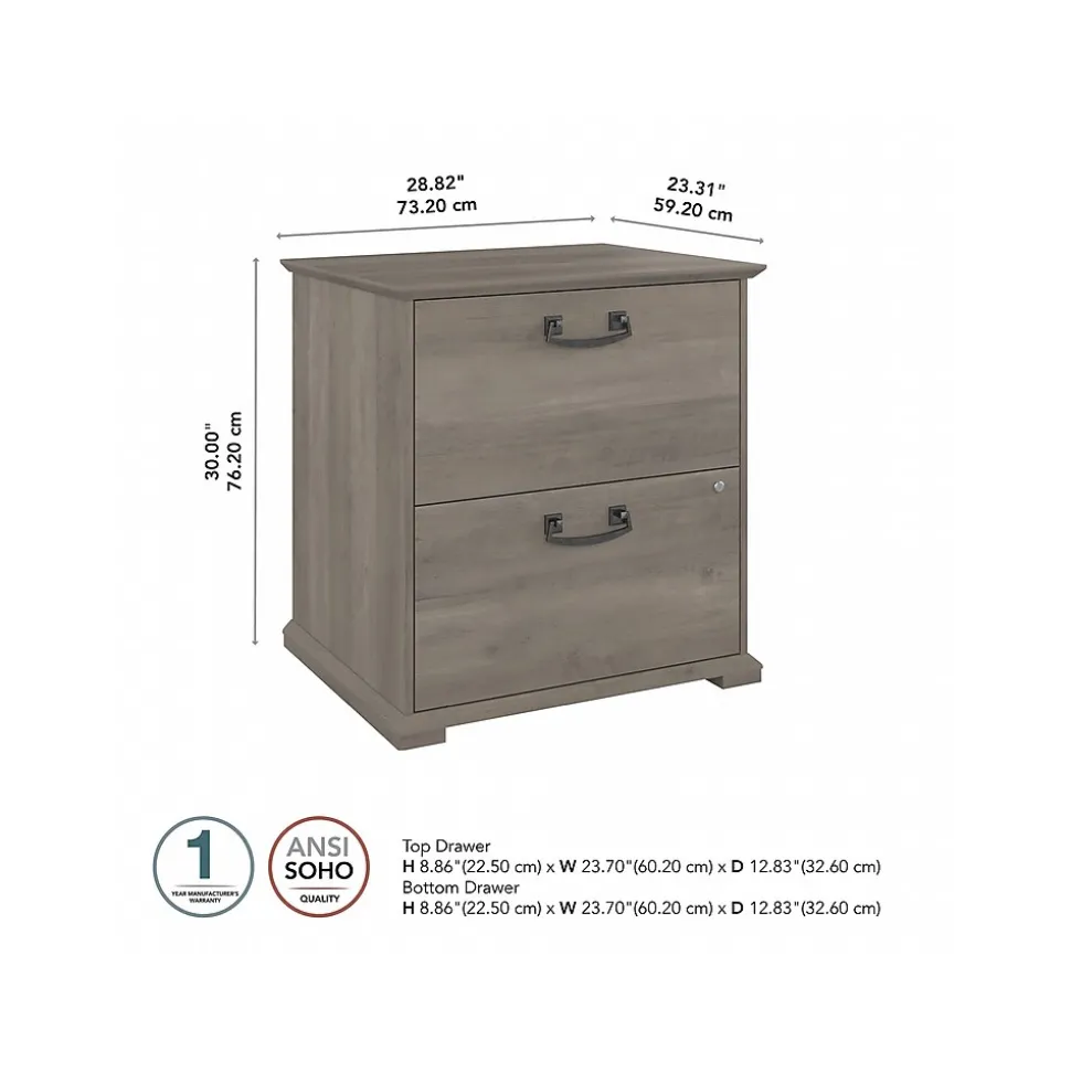 Bush Furniture Homestead 2-Drawer Lateral File Cabinet, Letter/Legal Size, Lockable, Driftwood Gray (HOF129DG-Z)
