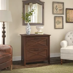 Bush Furniture Key West 2 Drawer Lateral File Cabinet, Bing Cherry (KWF130BC-03)