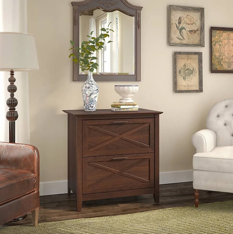 Bush Furniture Key West 2 Drawer Lateral File Cabinet, Bing Cherry (KWF130BC-03)