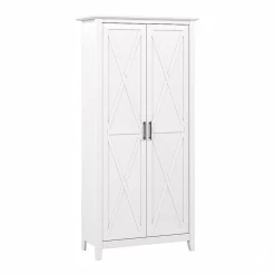 Bush Furniture Key West 66" Tall Storage Cabinet with Doors and 5 Shelves, Pure White Oak (KWS266WT-03)