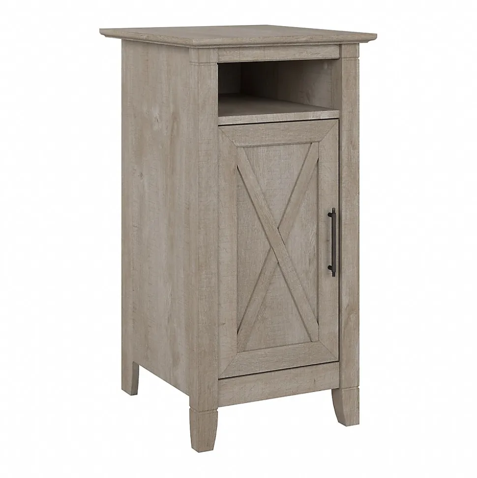 Bush Furniture Key West 30" Small Storage Cabinet with Door and 3 Shelves, Washed Gray (KWS116WG-03)
