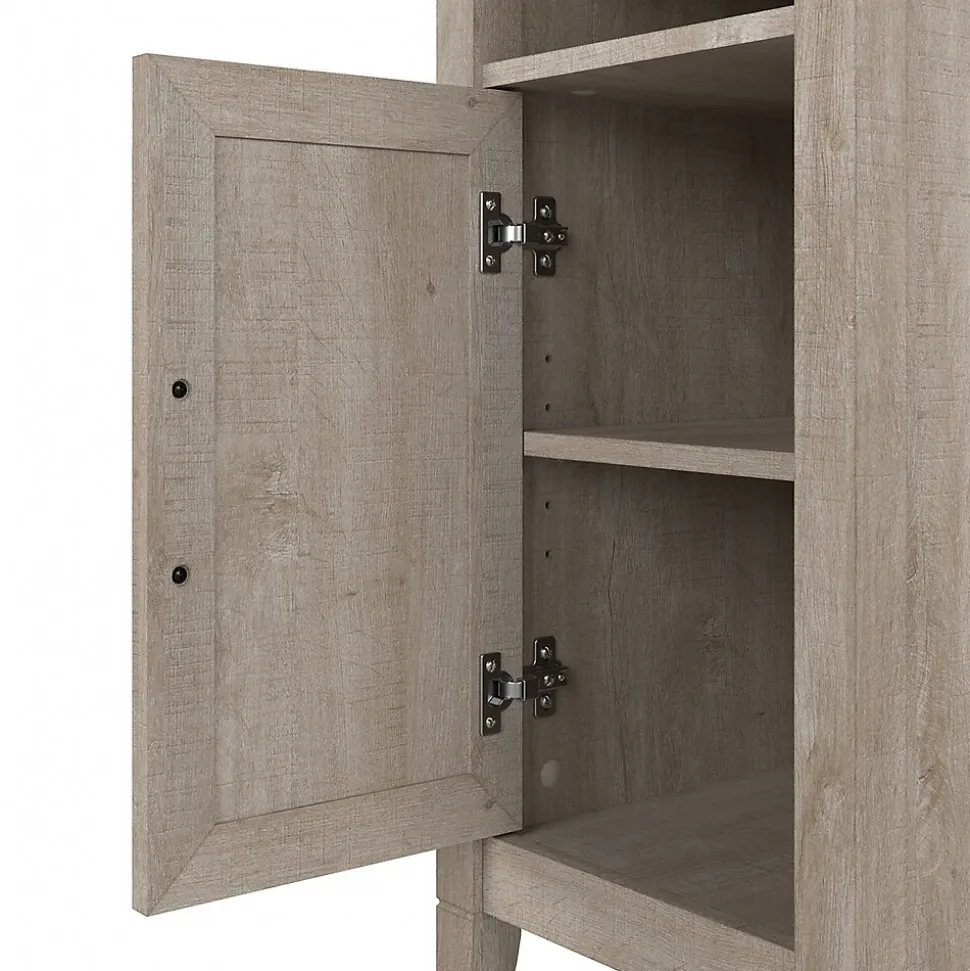 Bush Furniture Key West 30" Small Storage Cabinet with Door and 3 Shelves, Washed Gray (KWS116WG-03)