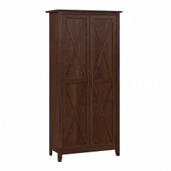 Bush Furniture Key West 65.98" Tall Storage Cabinet with Doors and 5 Shelves, Bing Cherry (KWS266BC-03)