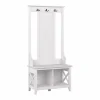 Bush Furniture Key West 66" Hall Tree with Shoe Storage Bench, Pure White Oak (KWS166WT-03)