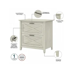 Bush Furniture Key West 2-Drawer Lateral File Cabinet, Letter/Legal, Linen White Oak, 30