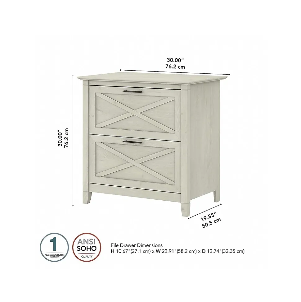 Bush Furniture Key West 2-Drawer Lateral File Cabinet, Letter/Legal, Linen White Oak, 30" (KWF130LW-03)